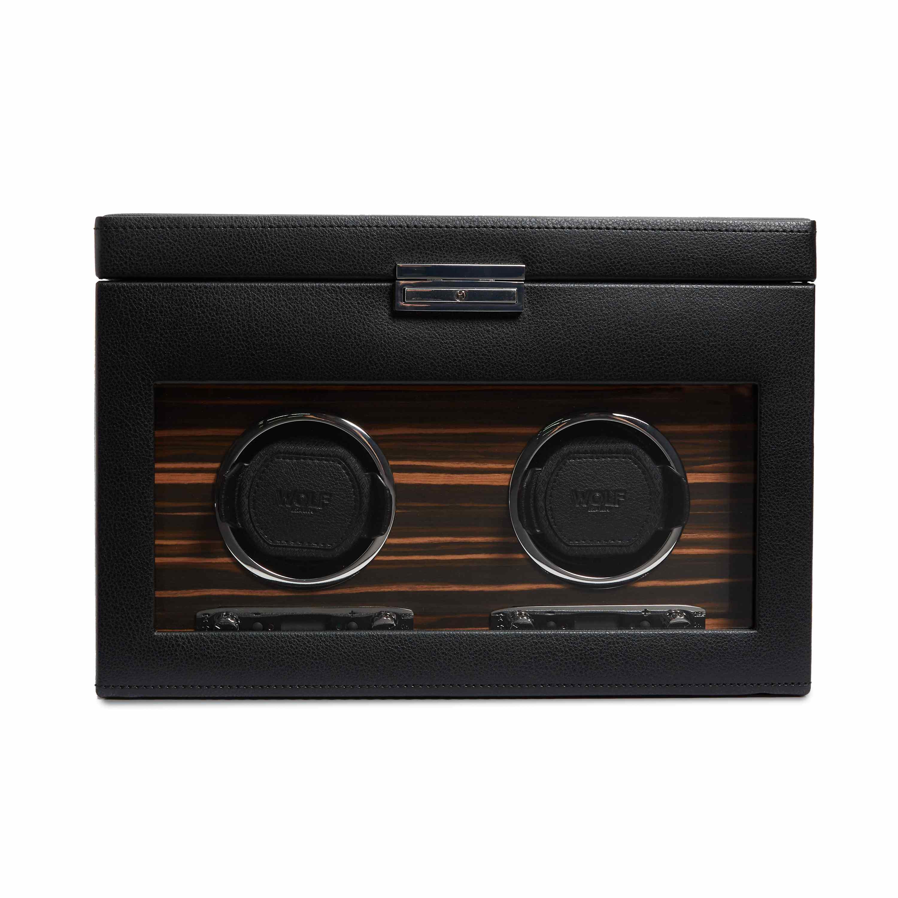 Roadster Black 2 Piece Watch Winder with Storage WOLF 457256